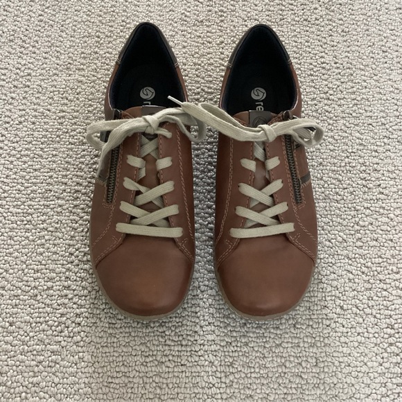 Women’s Remonte Lace Up Brown Leather Sneakers - Picture 1 of 9